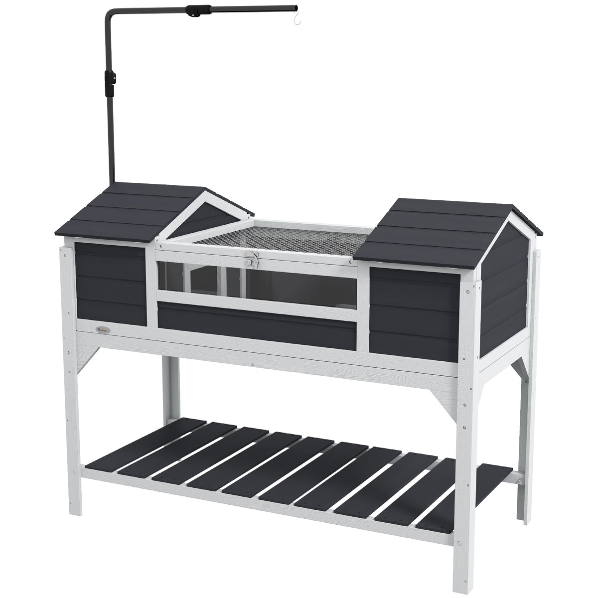 Pet Tortoise House with Adjustable Lamp Holder & Storage Shelf - Gray