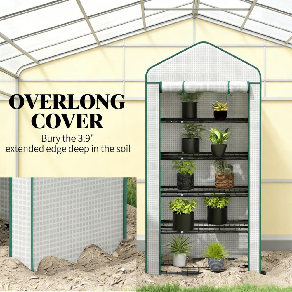 Mini Portable Greenhouse with 5 Shelves - Green & White