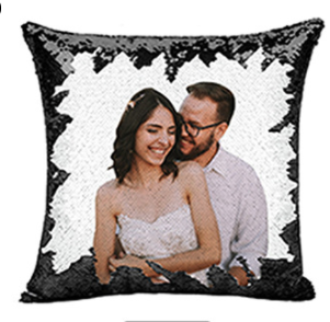 Sequin Custom Gift Pillow - Soft Velvet Cover with Color Options, 40x40cm