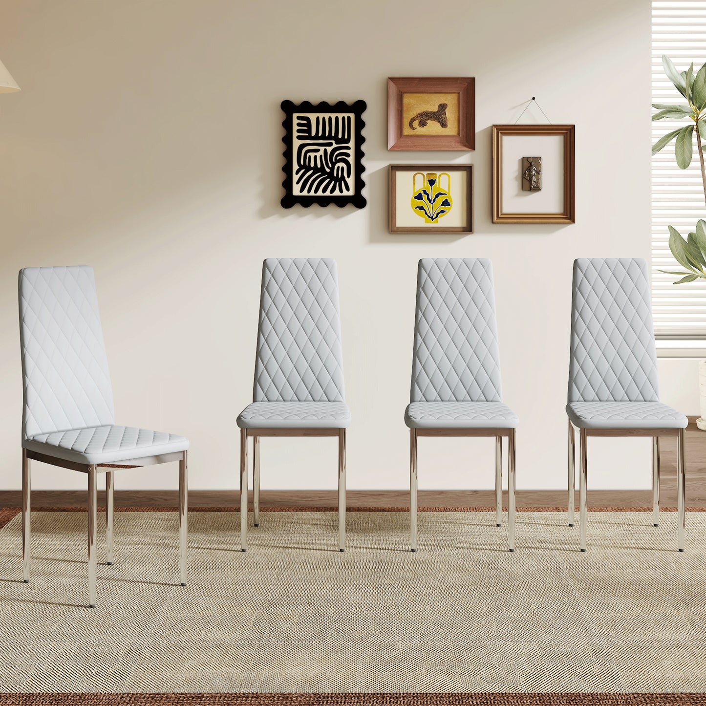 Modern Style Dining Chairs Set Of 4 In Light Gray, Essential For