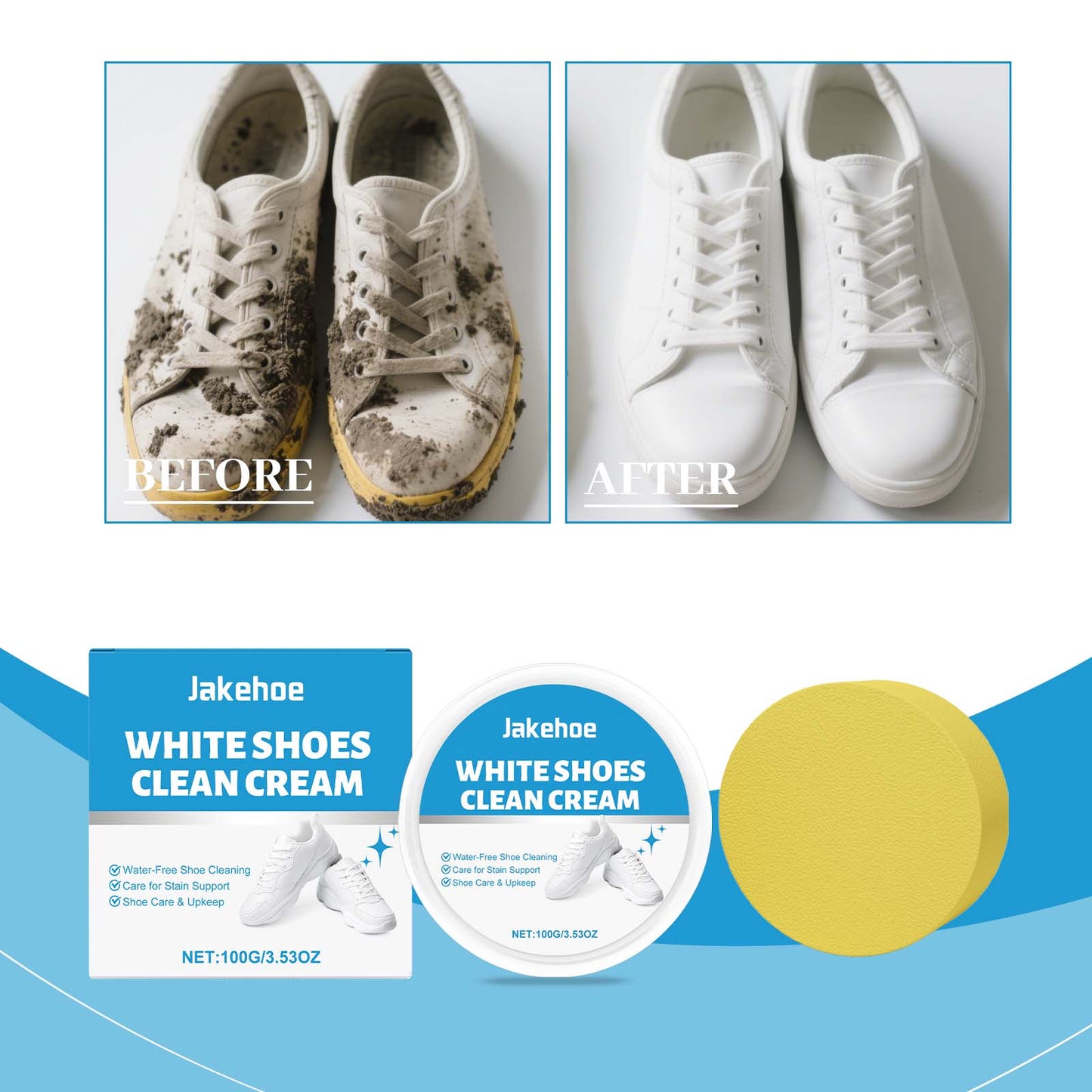 Shoe Cleaning Cream - White Shoe Care Shoe Polish 100g Bottle