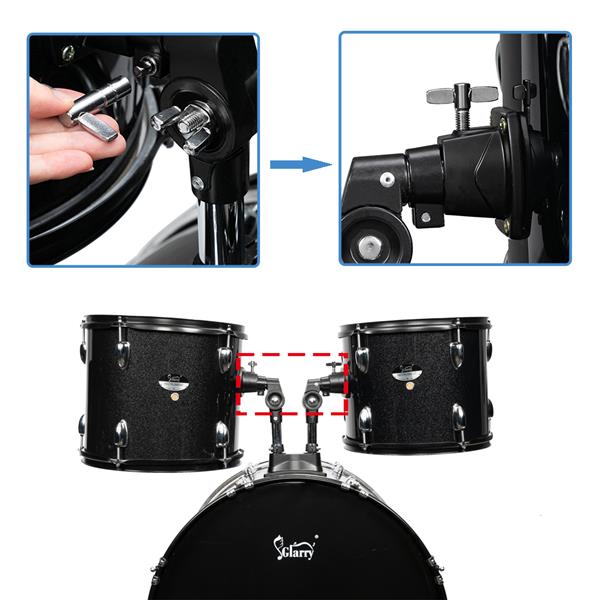 22-Inch 5-Piece Black Drum Set with Double-Layer Oil Skins
