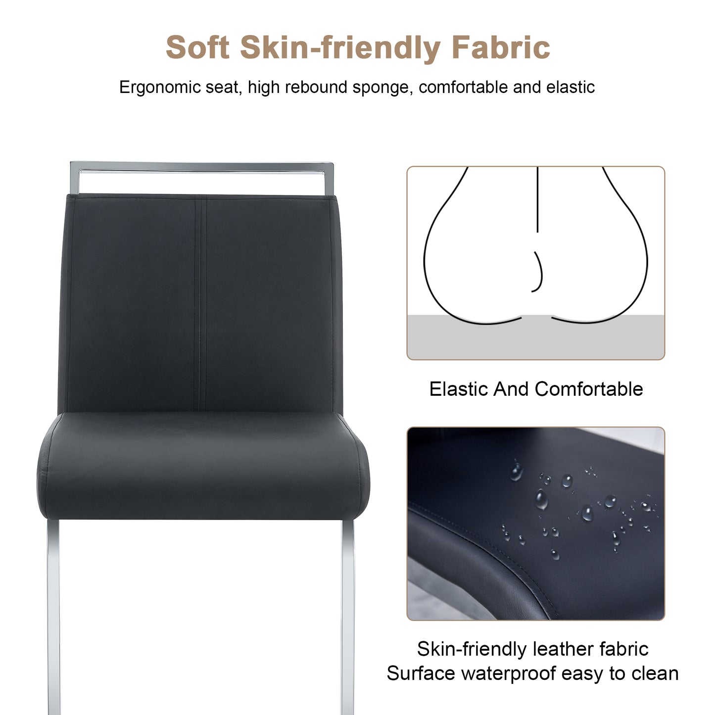 Modern And Beautiful Bar Stool Upholstered In PU Leather With