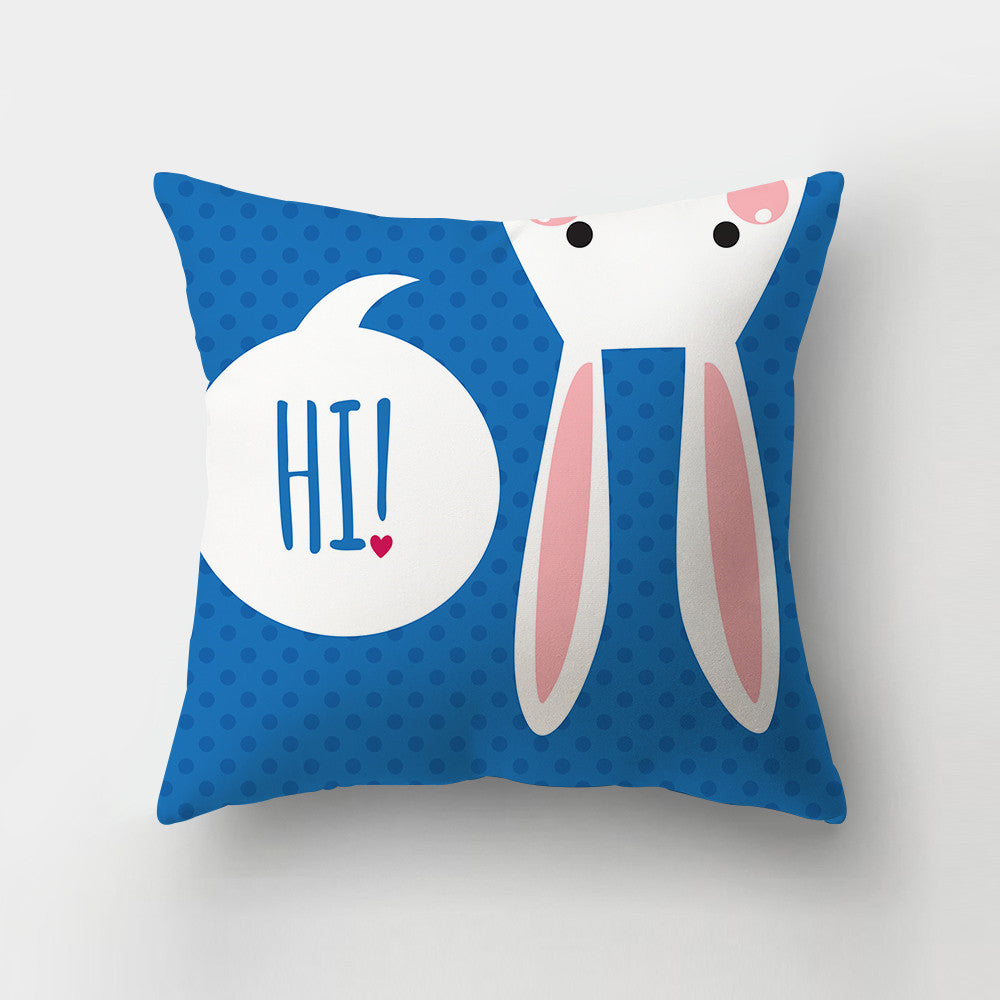 Nordic Minimalist Easter Rabbit Peach Fabric Pillow Cover - Cushion Decor