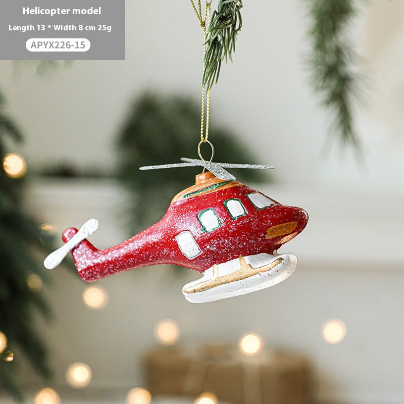 Christmas Tree Decorations Painted Plastic Ornaments Set - Holiday Decor