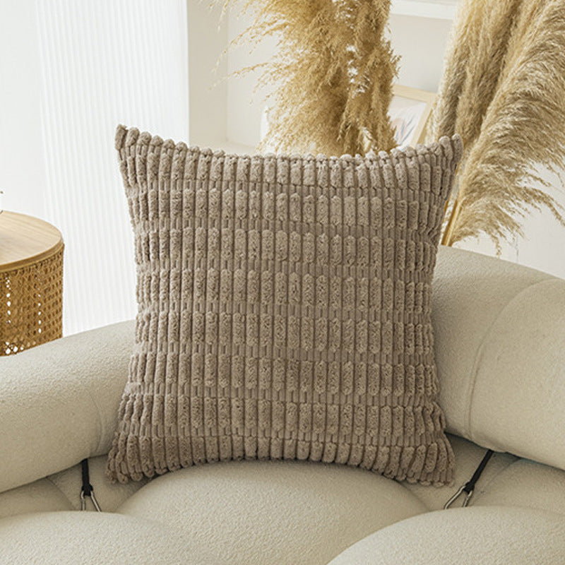 Boho Striped Throw Pillow Covers Plush Fabric Cushion Covers for Sofa & Bed