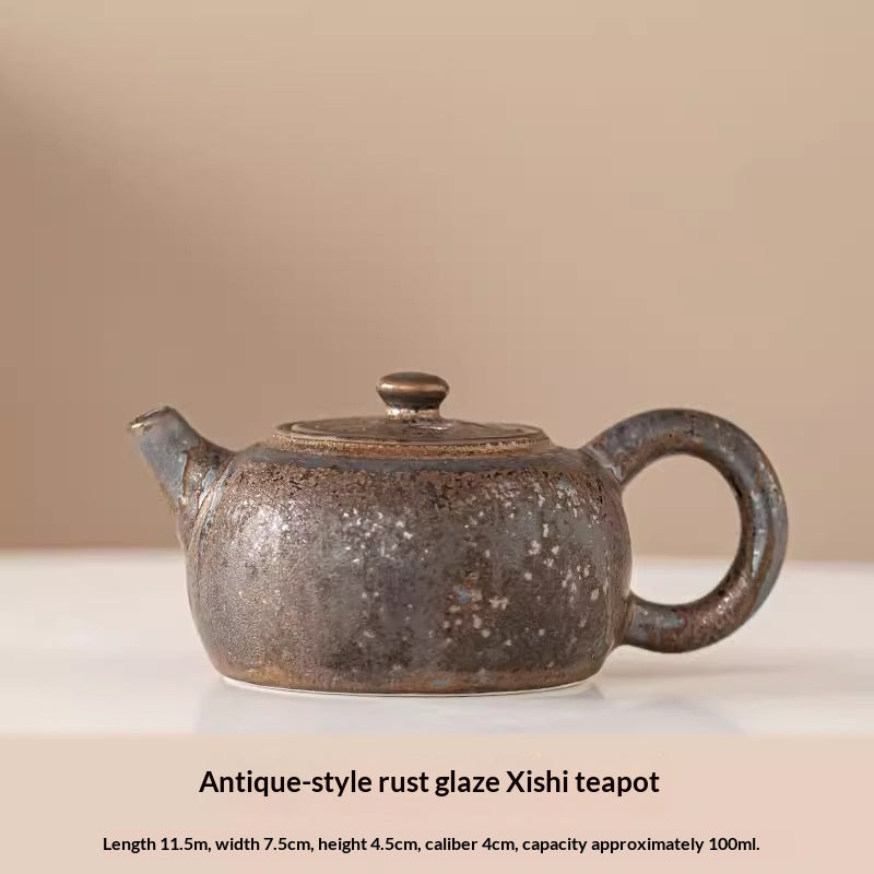 Coarse Ceramic Teapot Set - Kiln-Transformation Pottery for Home Tea Brewing
