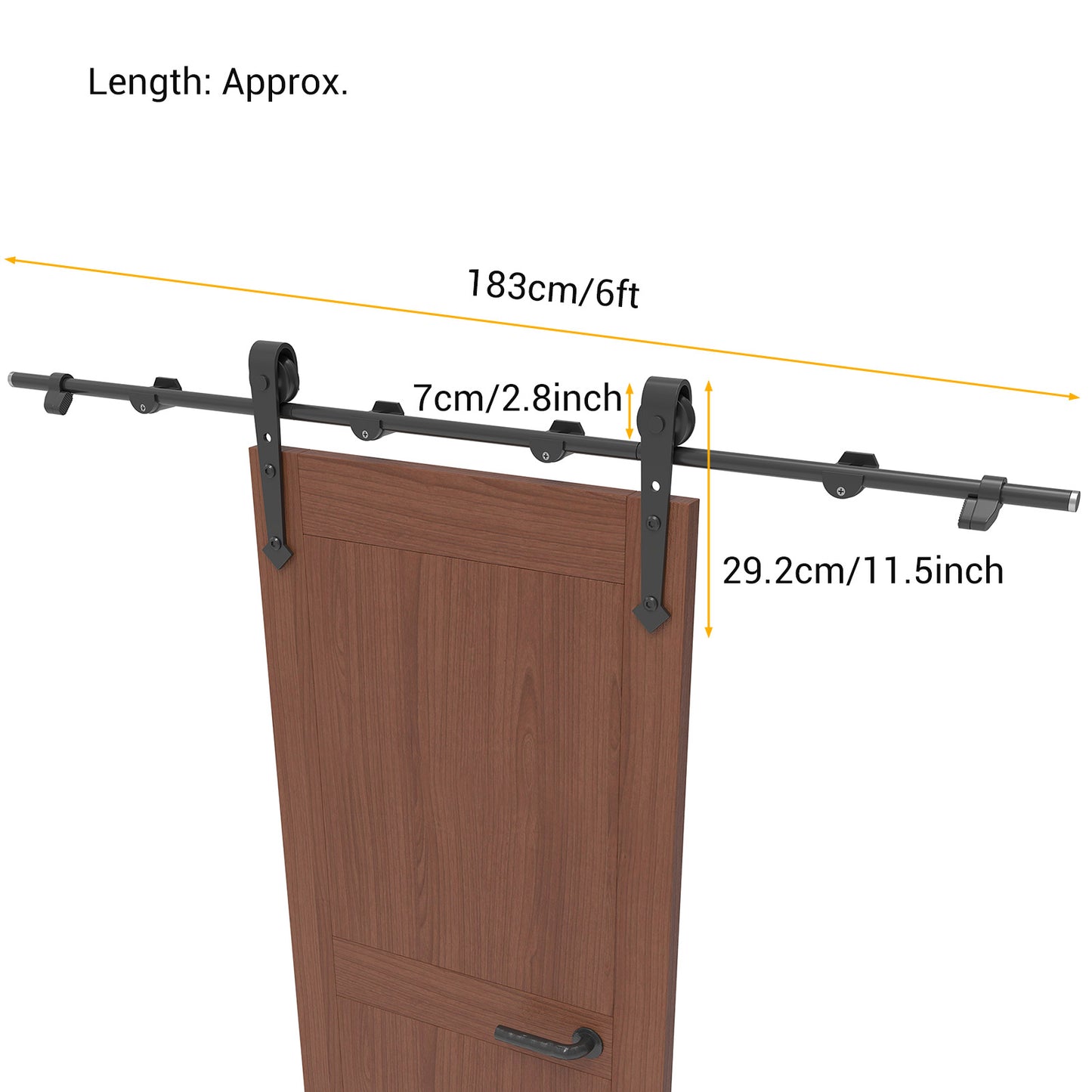 Heavy Duty Sliding Barn Door Hardware Kit 6FT Track for Interior & Exterior