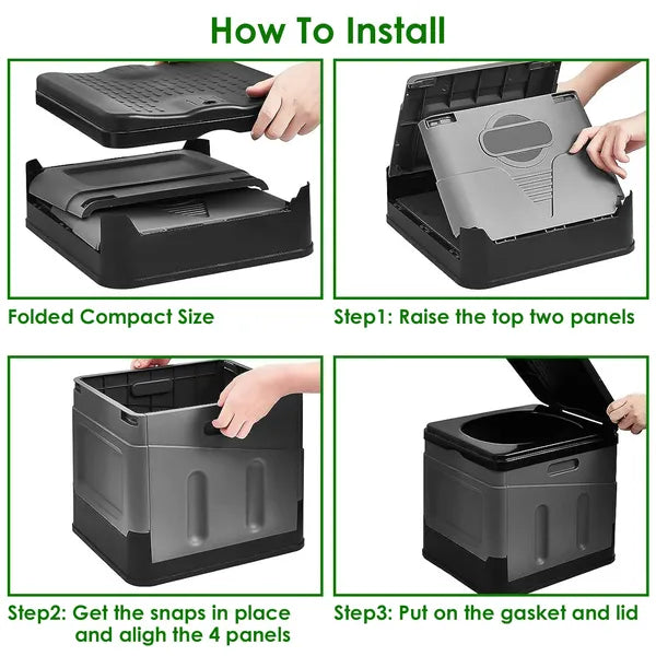 Portable Outdoor Toilet - Foldable Emergency Potty with Carry Bag