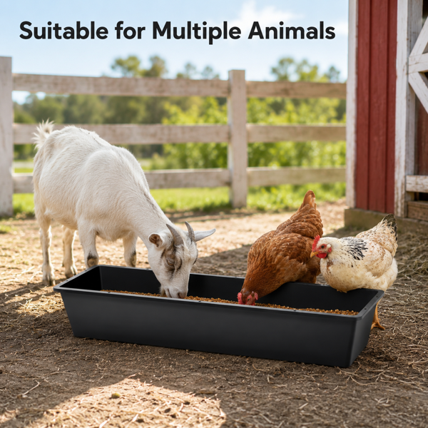 4-Piece Heavy-Duty Plastic Livestock Feed Trough for Horses, Goats, Pigs