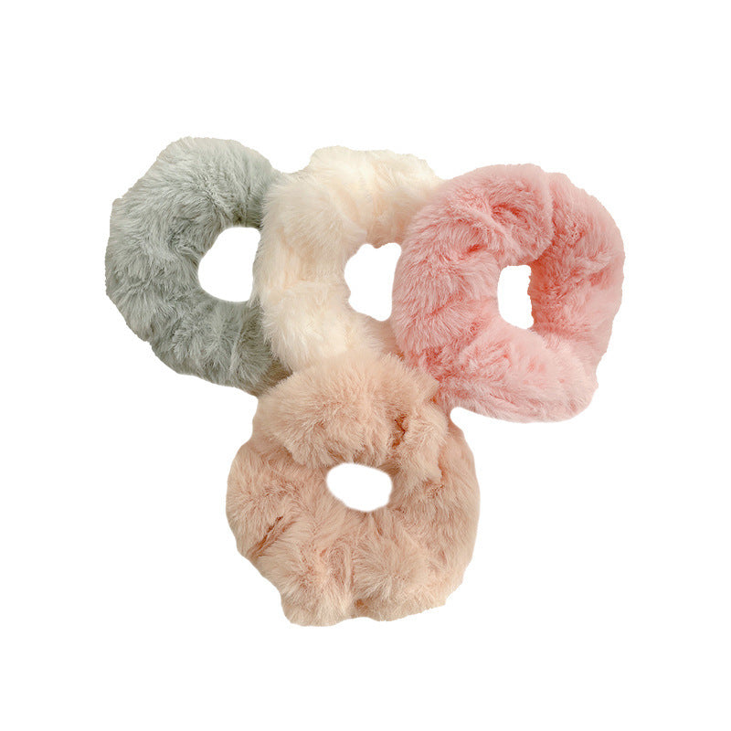 Winter Plush Pork Intestine Hair Ring - Colorful Hair Accessory for Women