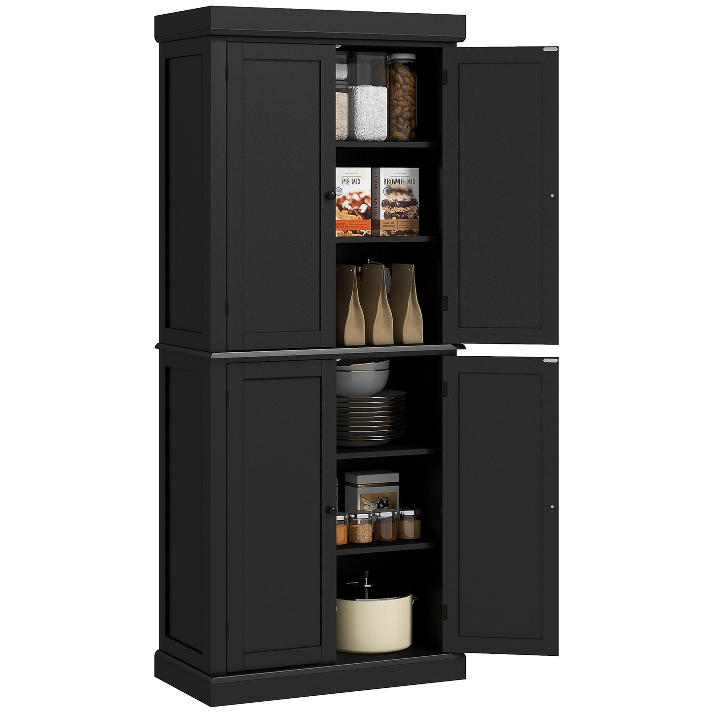 72" Freestanding Kitchen Pantry Storage Cabinet - Black