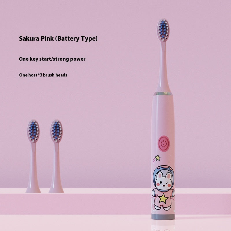 Electric Cartoon Soft Bristle Rechargeable Waterproof Toothbrush with 3 Brush Heads