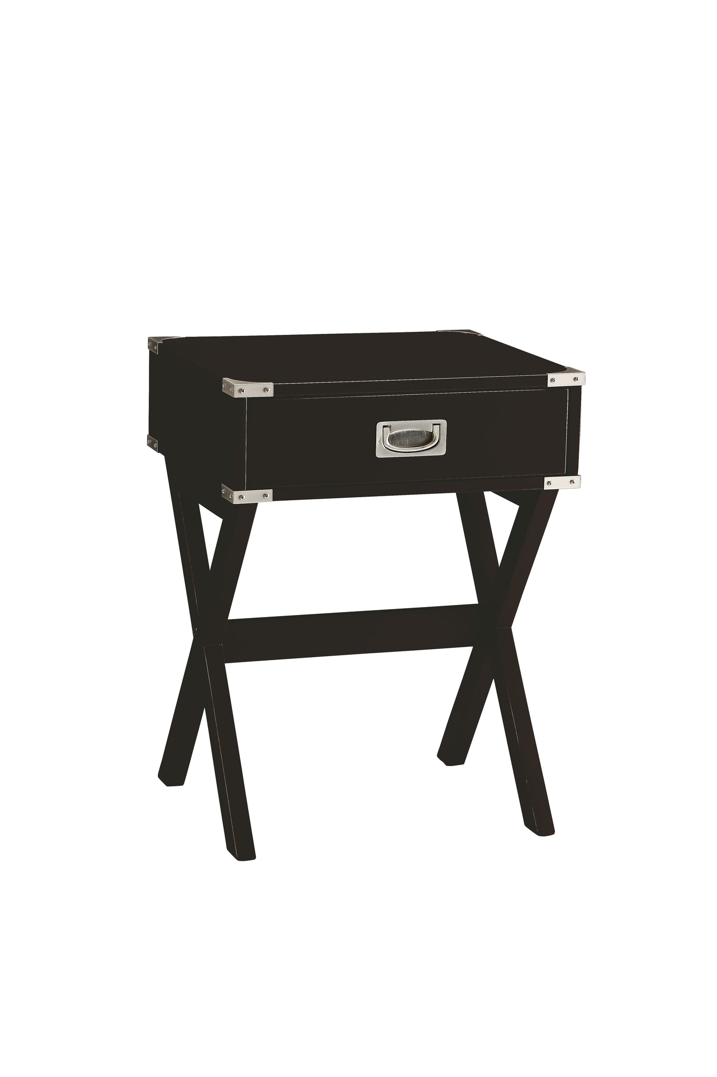 Babs Black Finish Accent Table with Drawer - Compact Design