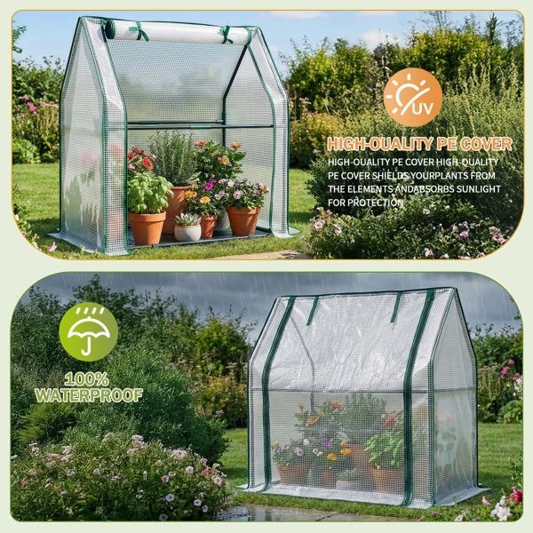 Mini Greenhouse with PE Cover - Indoor/Outdoor Plant Care 36x18x33in