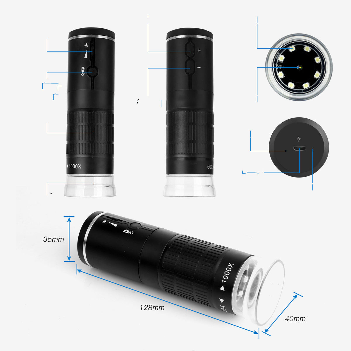 Digital Microscope Camera USB Wireless 50-1000x Magnification for Soldering & Inspection