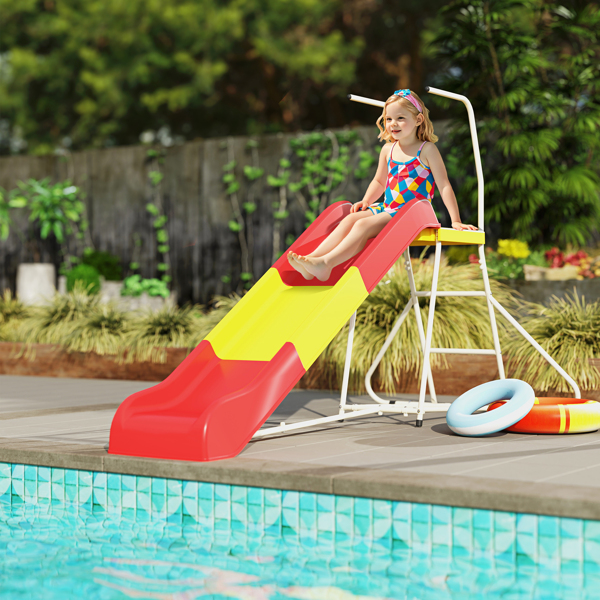 6ft Kids Slide - Yellow & Red, Safe Toddler Slide with Handrails