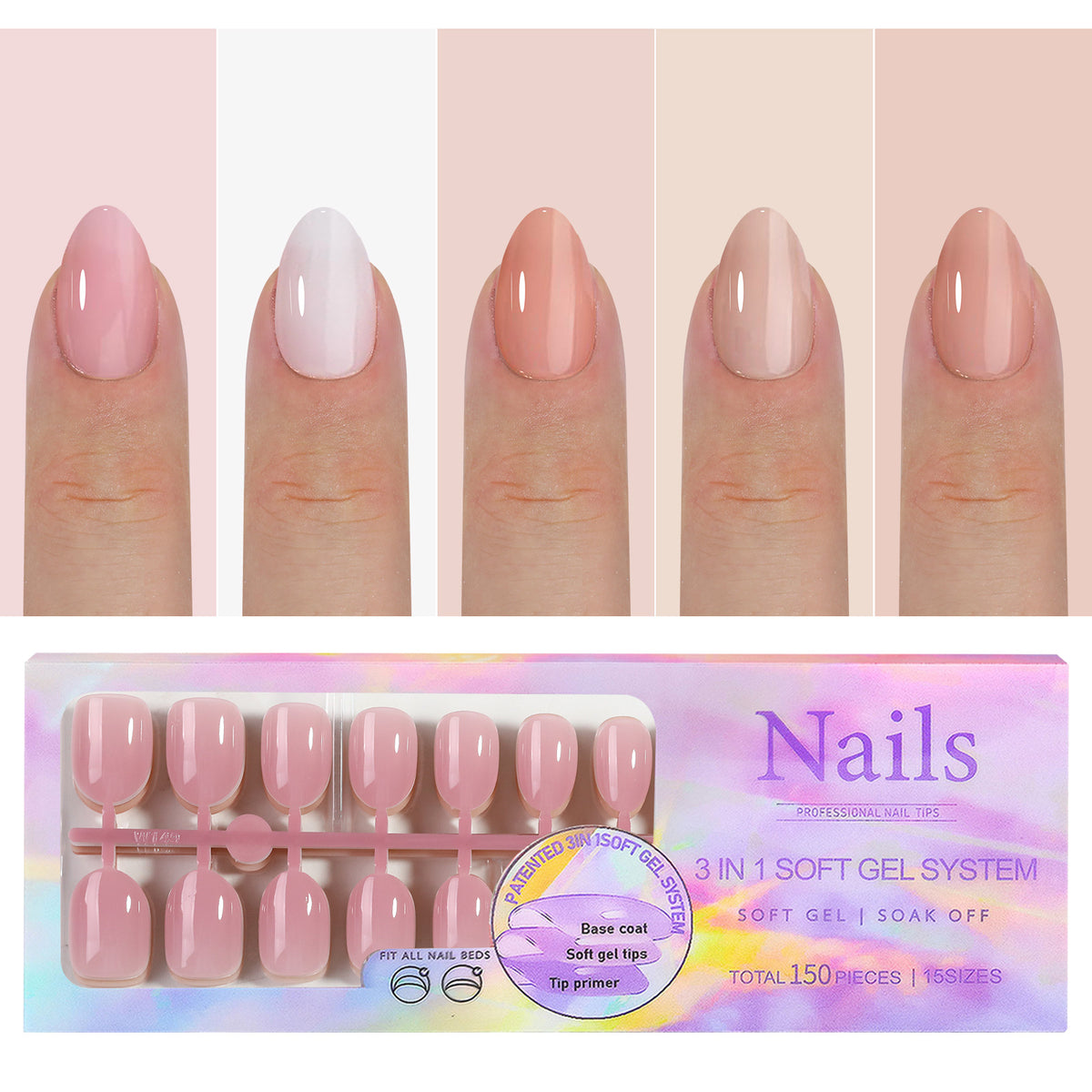 Manicure Nail Art & Wear Armor Set - French Seamless Detachable Tips