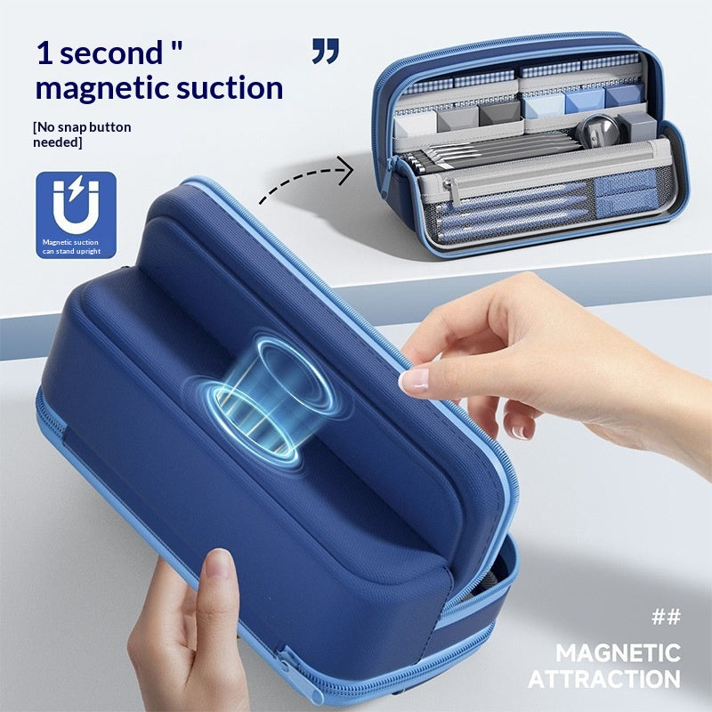 Large Capacity Magnetic Pencil Case Unisex Storage Bag Office & School Supply