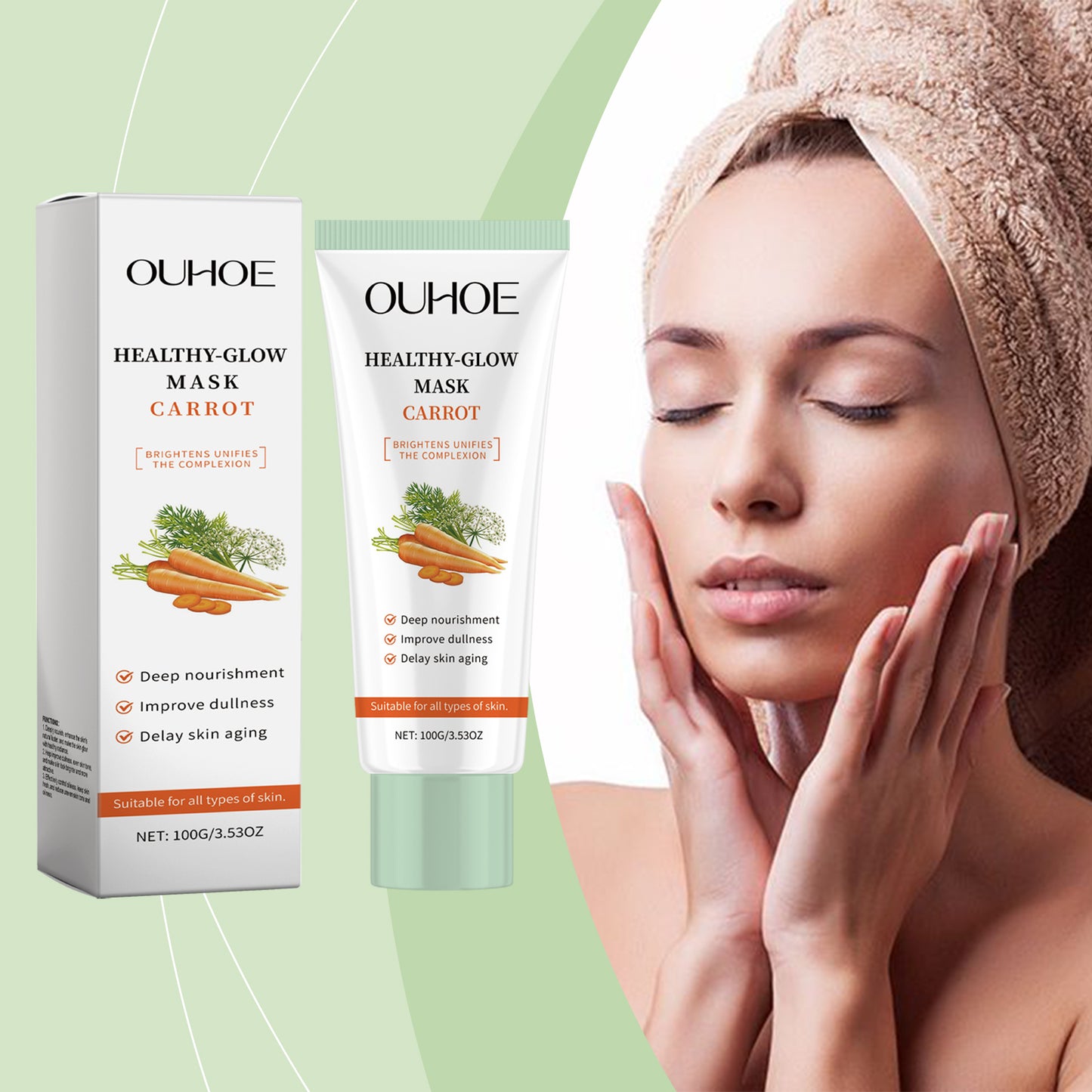 Carrot Facial Mask - Hydrating, Brightening & Anti-Aging Skin Care