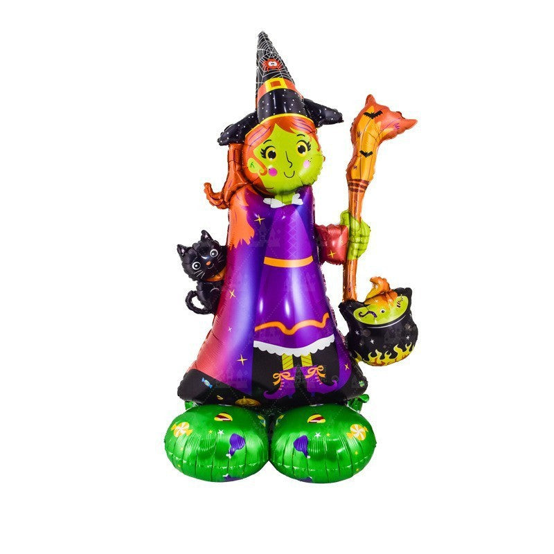 Halloween Aluminum Film Balloon Decor Set - 4D Standing Base & Variants