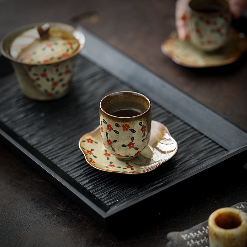 Small Floral Hand-Painted Ceramic Cup Set - Chinese Teaware, 50ml