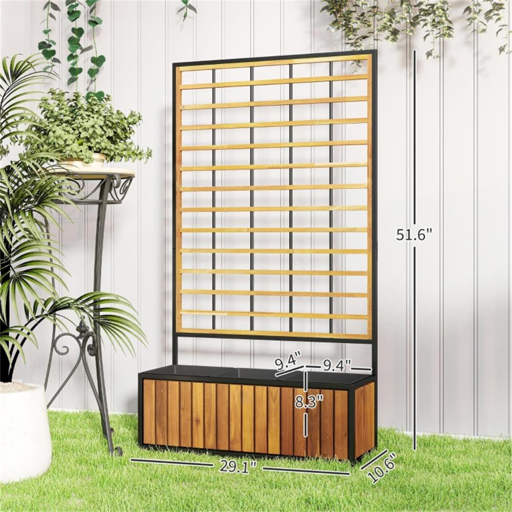 Wooden Raised Garden Bed With Trellis, Removable Pots For