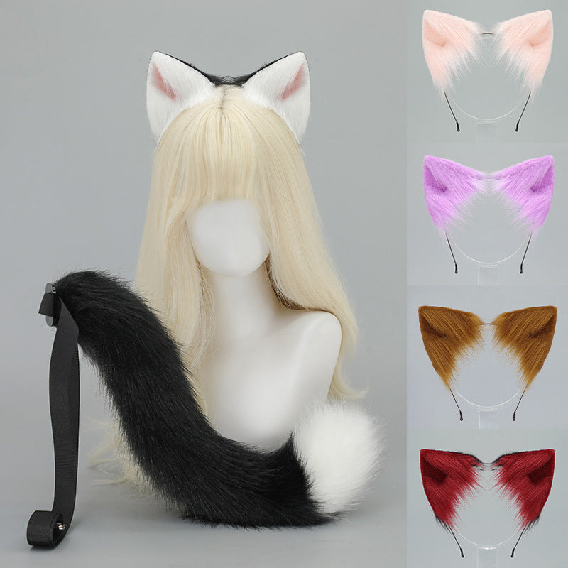 Cat Ear Headband and Tail Set - Plush, Trendy Cat Costume Accessory