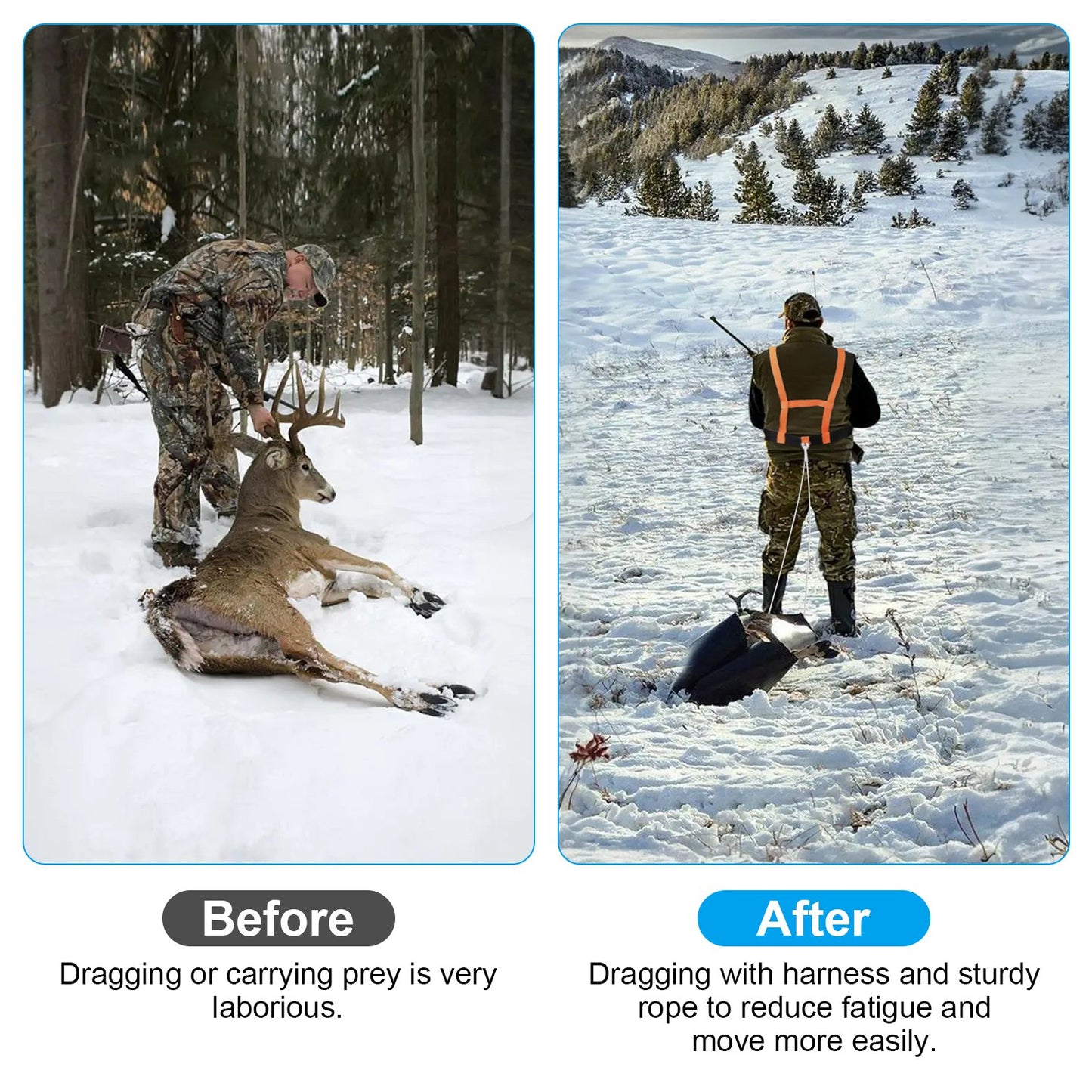 Deer Drag Sled with Harness and Ropes for Hunting & Hauling