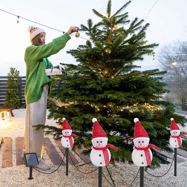 Solar Powered Snowman Stake Light - Waterproof LED Christmas Decor