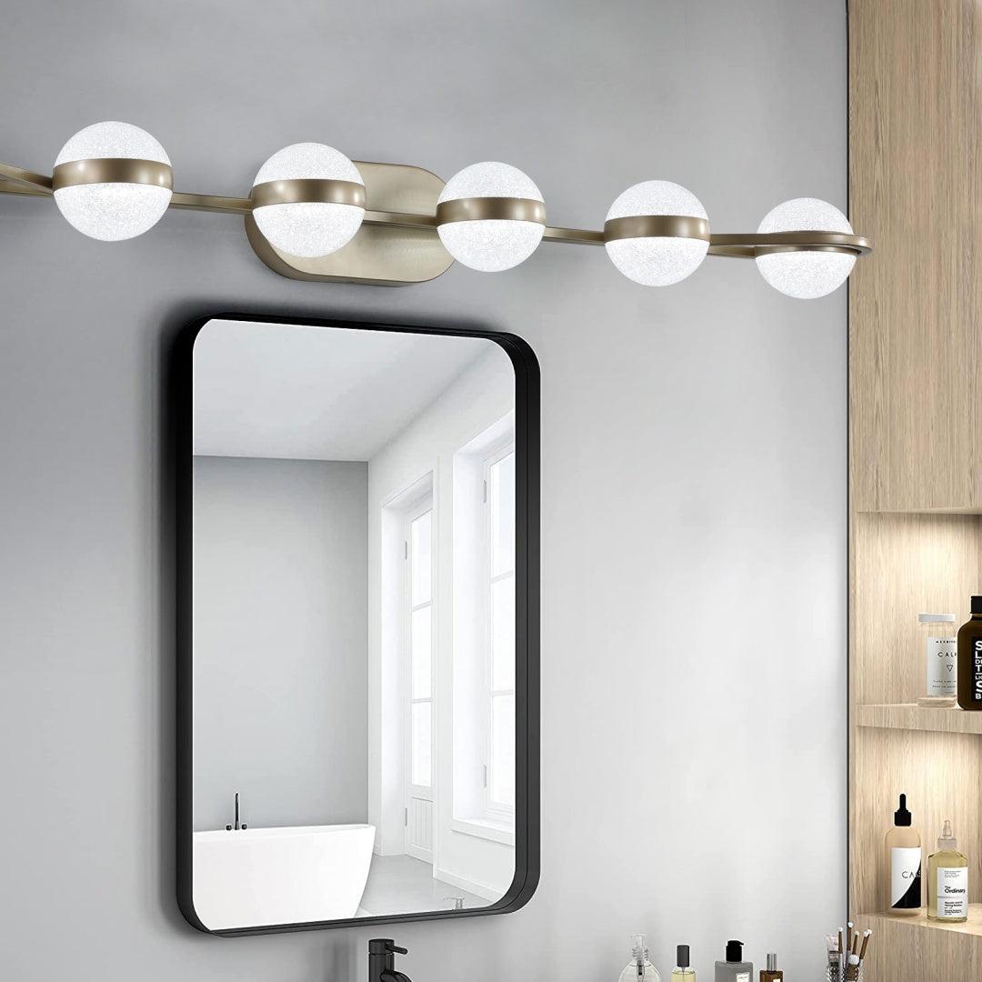 43-Inch Gold LED Bathroom Vanity Light Fixture - 6 Lights