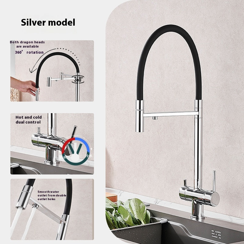 Copper Kitchen Faucet Three-in-One Water Tap with Multiple Finish Options