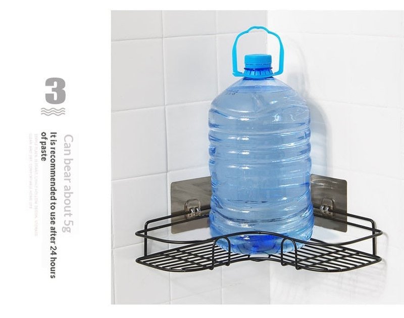 No-Drill Wall-Mounted Storage Rack with Adhesive Hooks, High Load Capacity