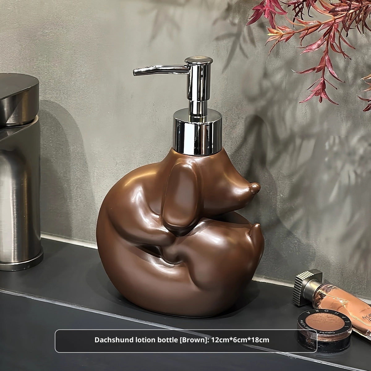Cute Sausage Dog Lotion Bottle & Toothbrush Holder Set - Home Storage