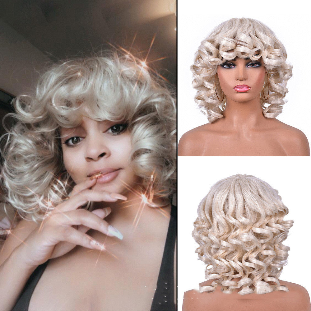 Women's Gradient Roman Volume Full Head Cover Wig - Synthetic, Curly Hair, 30cm Length