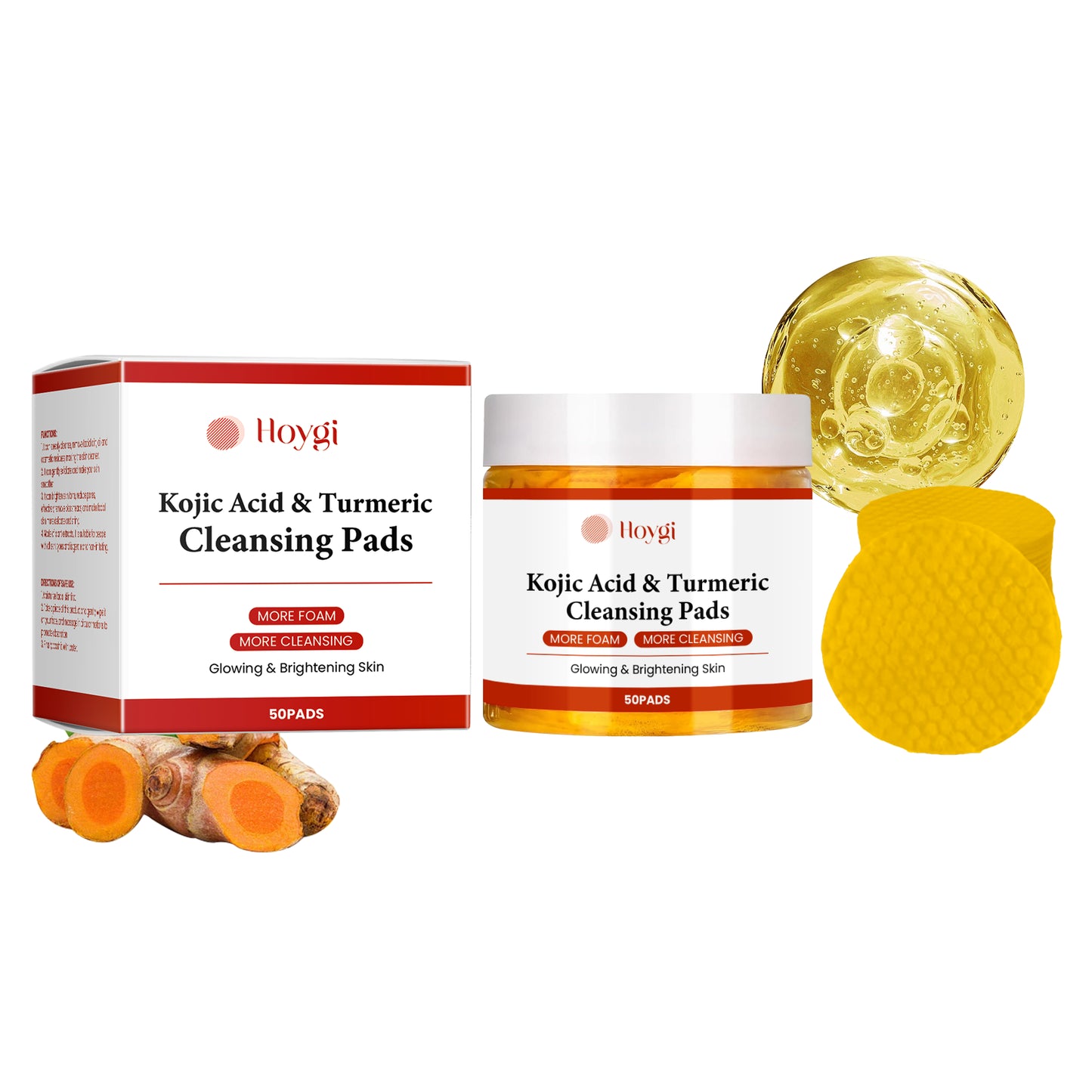 Turmeric Exfoliating Cleanser Pads - Brightening Facial Care - 50 Count