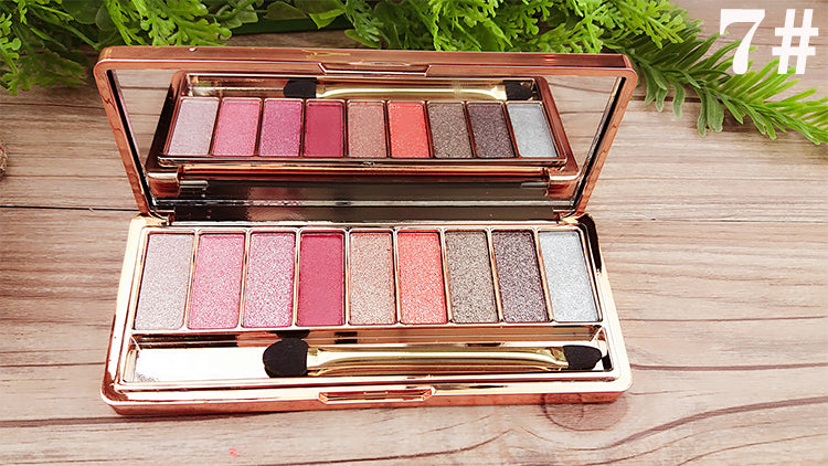 9-Color Eyeshadow Palette with Pearlescent Earth Tones – Gold & Natural Shades