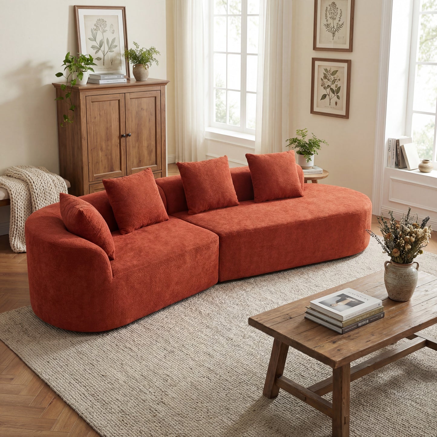 116 Modern Curved Sectional Sofa With High-Density Fully Compressed