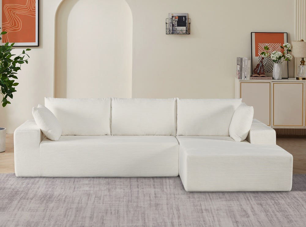 CozyForm Convertible Sectional Sofa In Soft Corduroy, Modern Comfy