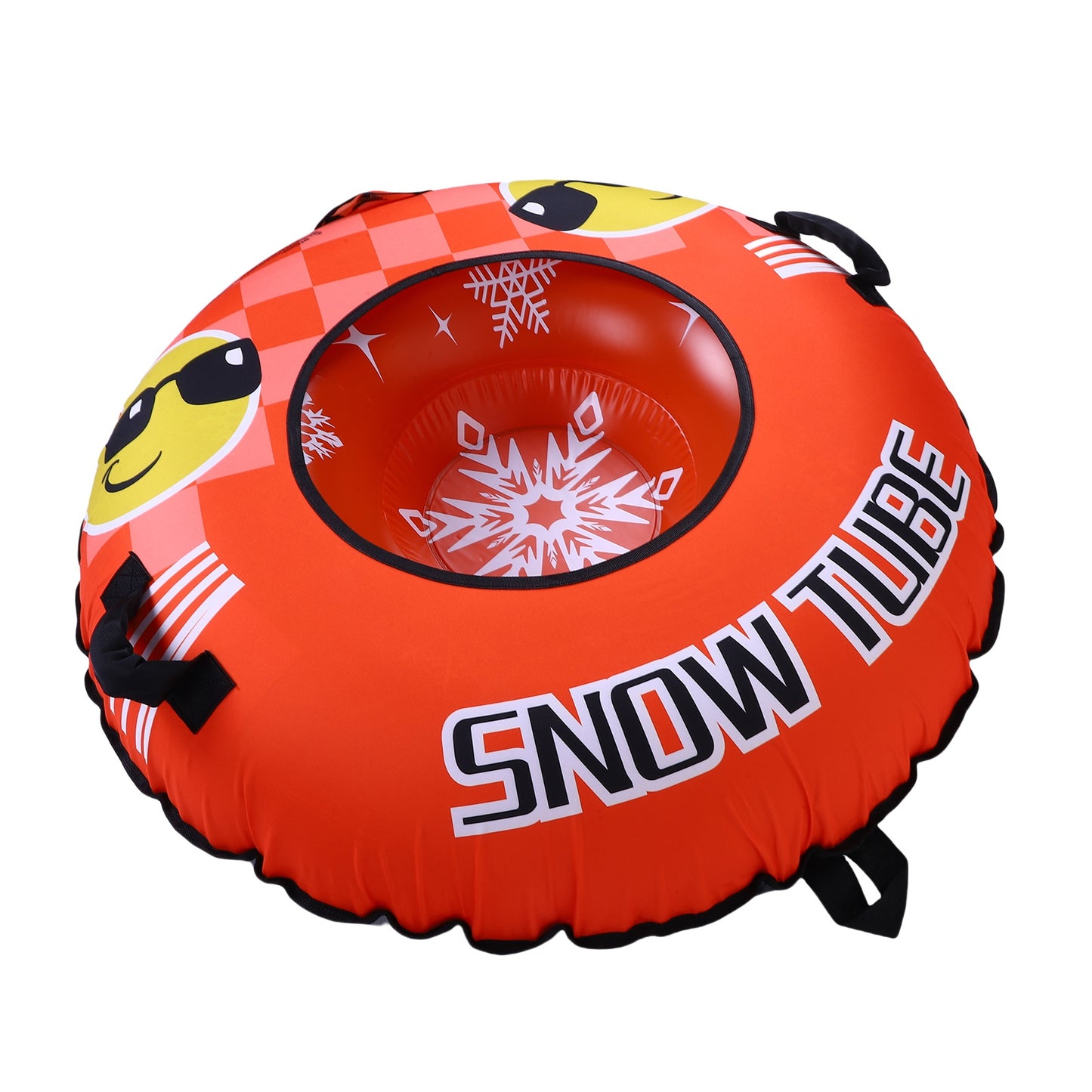 43.3-Inch Inflatable Snow Tube - PVC Sled with Handles & Tow Rope - Orange