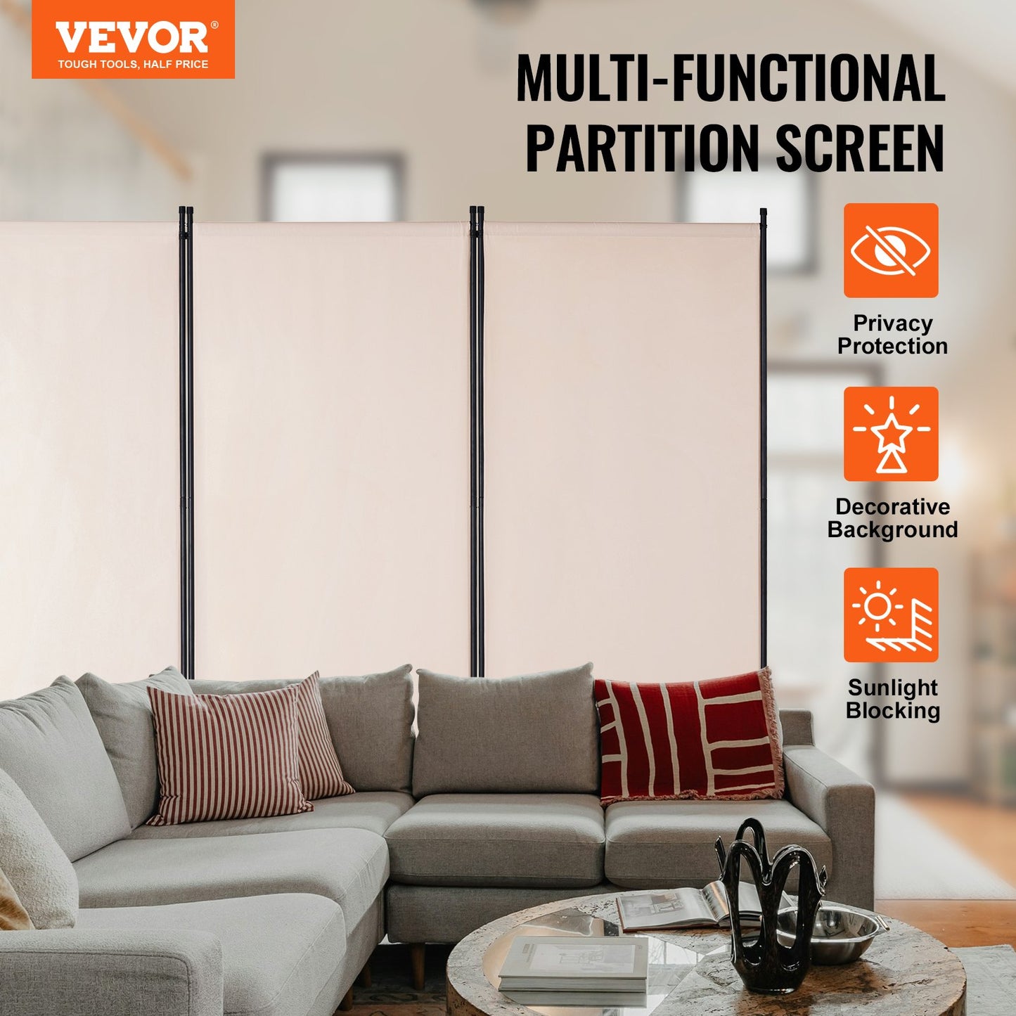 3 Panel Folding Room Divider - Portable Privacy Screen in Beige