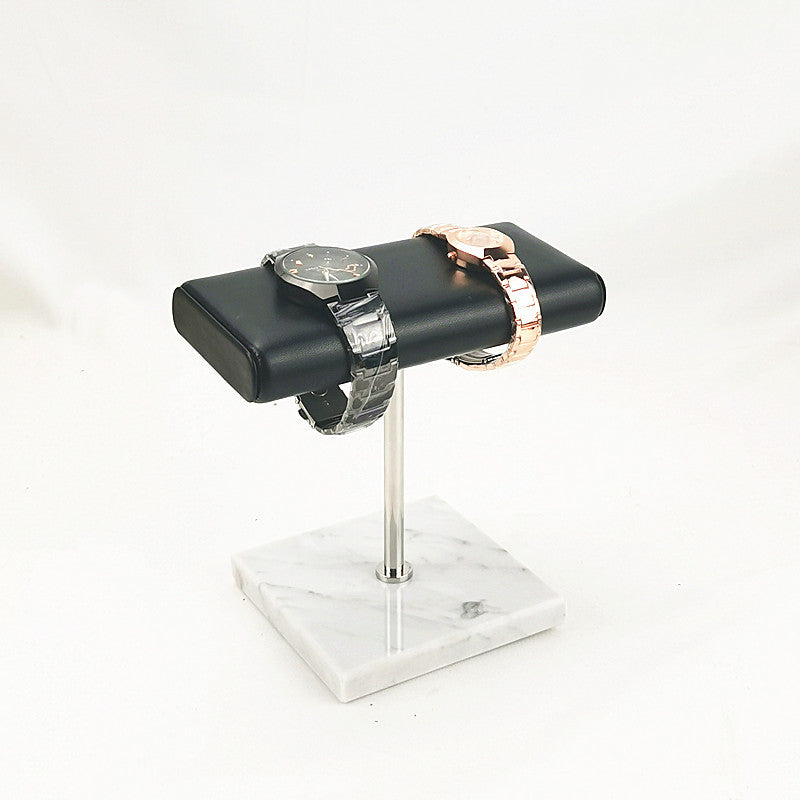 Marble Watch Display Stand with Leather Storage Rack - Multiple Colors & Rod Options