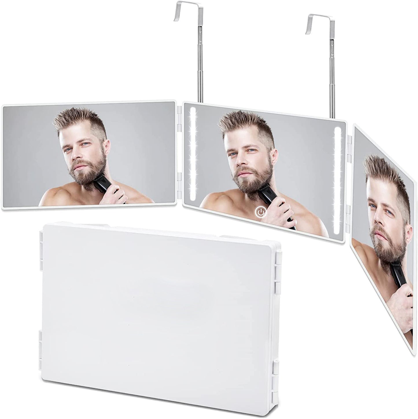 Retractable Adjustable Cosmetic Mirror with 3 Sides for Bathroom & Home