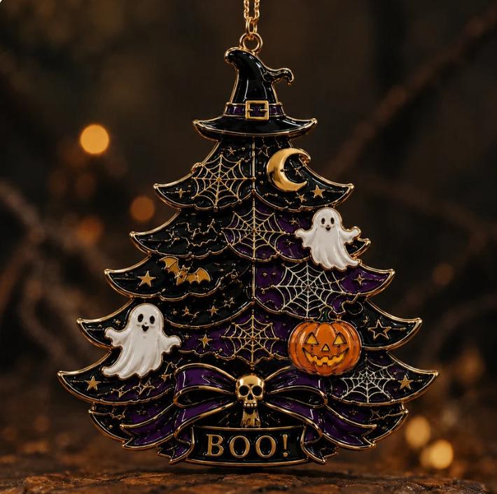 Halloween Christmas Tree Acrylic Decorations Set - Festive Holiday Ornaments