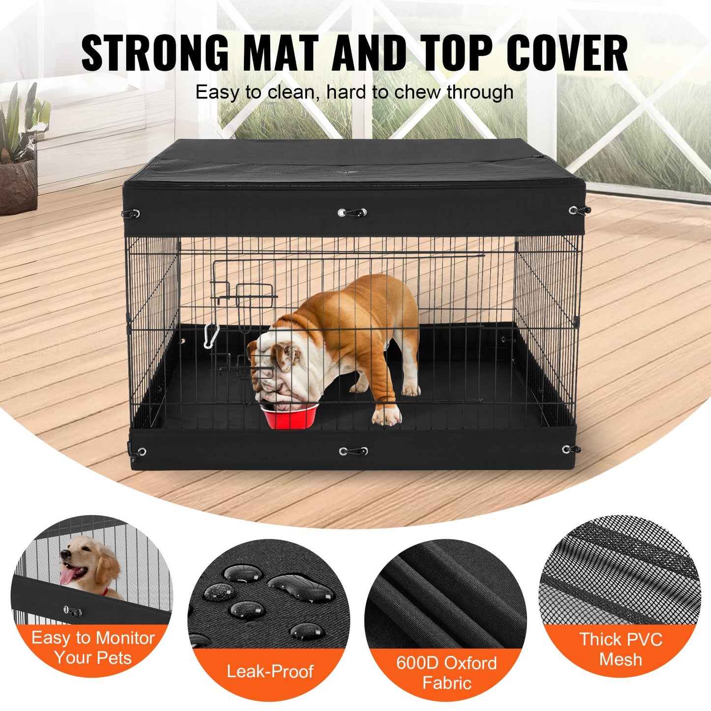 Foldable Metal Dog Playpen with Bottom Pad Cover - 4 Panels, Black