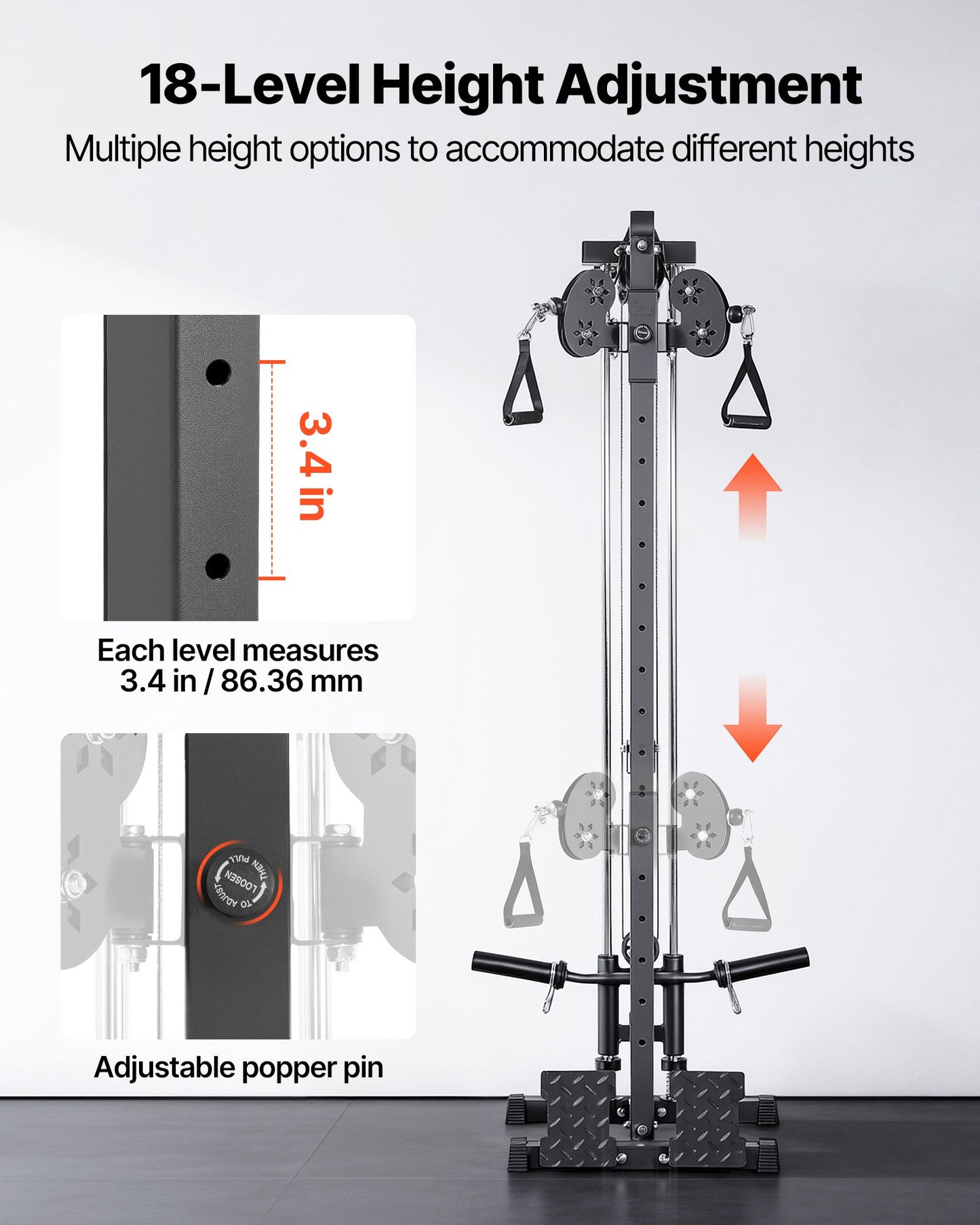 Lat Pulldown Machine 3-in-1 Cable System Home Gym Wall-Mount, 500 Lb Capacity