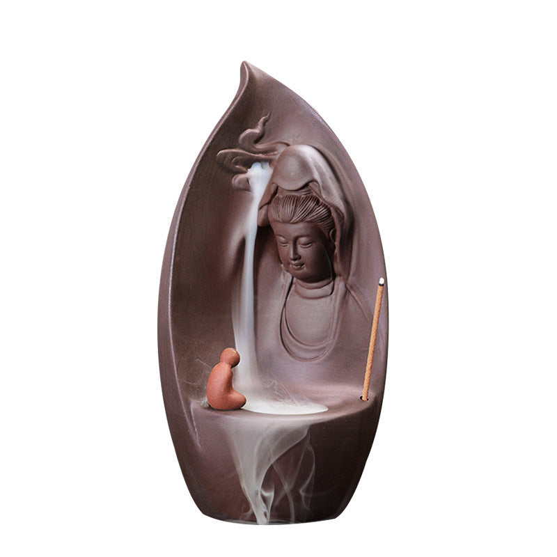 Indoor Zen Aromatherapy Burner with Purple Sand and Flowing Water Design