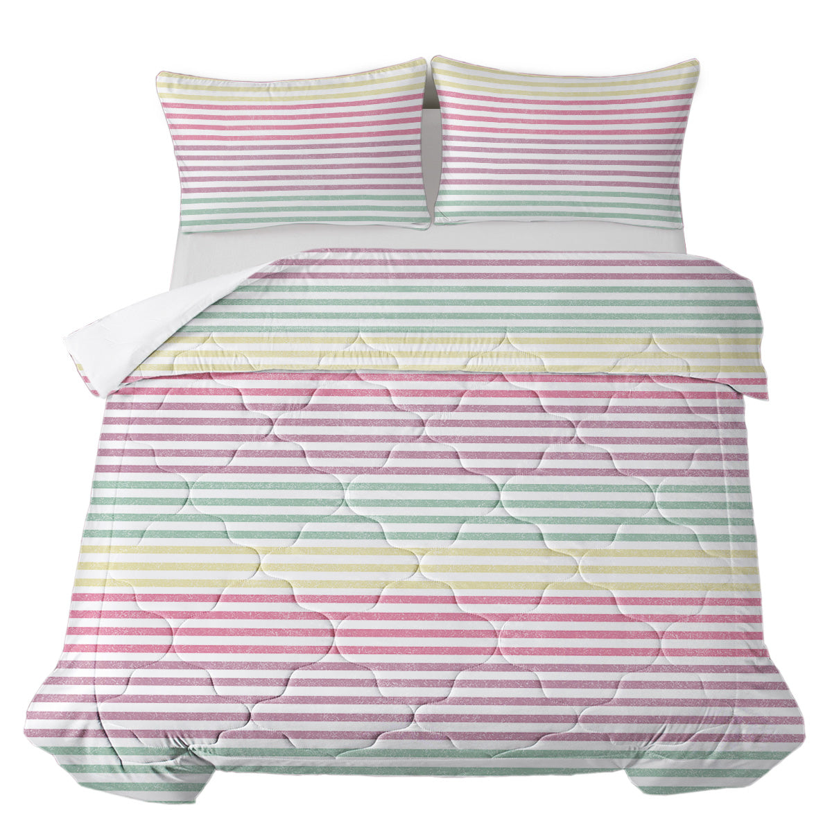 Rainbow Striped Comforter Set - Full Size Bedding 3 Piece