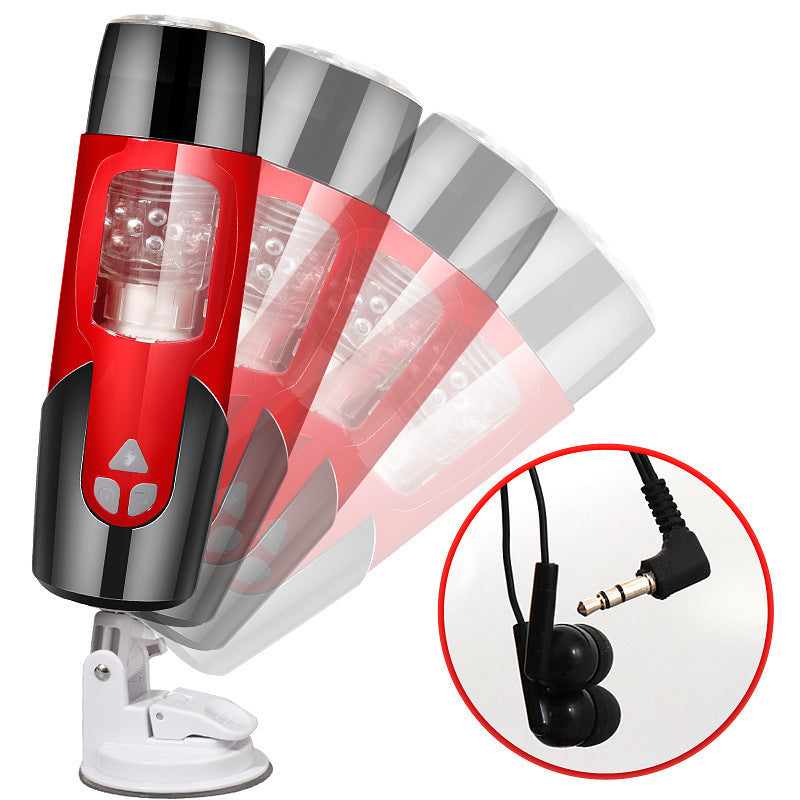 Men's Telescopic Rotary Masturbator with Heating - Black
