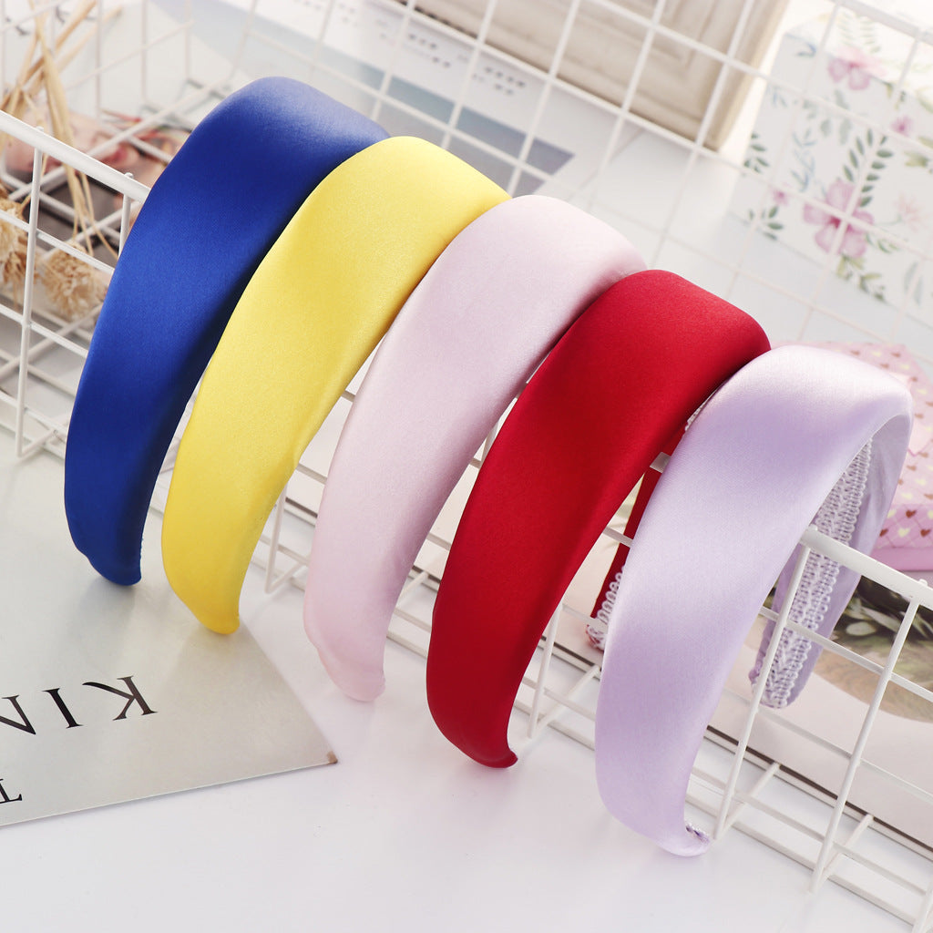 Satin Sponge Headband with Wide Edge